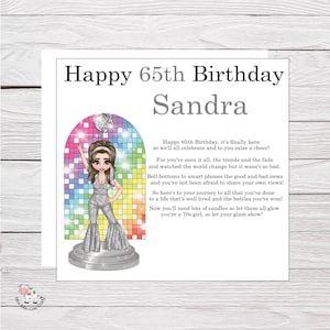 Carte d'anniversaire pour quelqu'un qui a grandi dans les années 70, carte pour femme, ami, tout âge, badge, emballage cadeau et badge assortis, fille glam rock