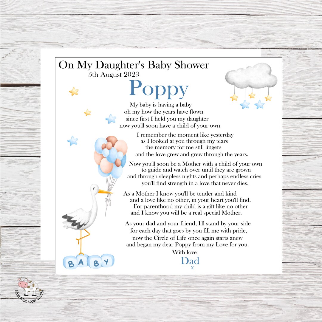 Daughter Baby Shower Card, Dad to Daughter Baby Shower Card and Badge
