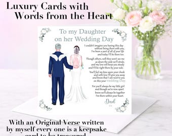 Wedding Card from Deceased Father: Remembrance, Luxury Personalised Special Card with Original Emotional Verse
