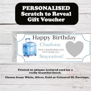 Chèque-cadeau personnalisé à gratter pour un week-end, cadeau surprise, séjour, vacances au Royaume-Uni, cadeau d'anniversaire, cadeau pour un couple