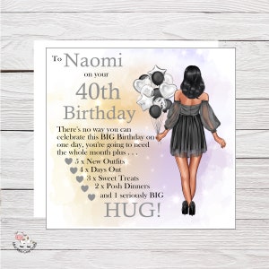 Carte d'anniversaire pour les 18, 21, 30, 40 ans, carte personnalisée pour fille, nièce, amie, femme, petite amie, soeur, carte personnalisée