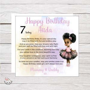 Carte d'anniversaire pour fille aux cheveux afro, carte d'anniversaire afro bouffées, carte d'anniversaire fille noire pour fille, petite-fille, nièce, grande personnalisée
