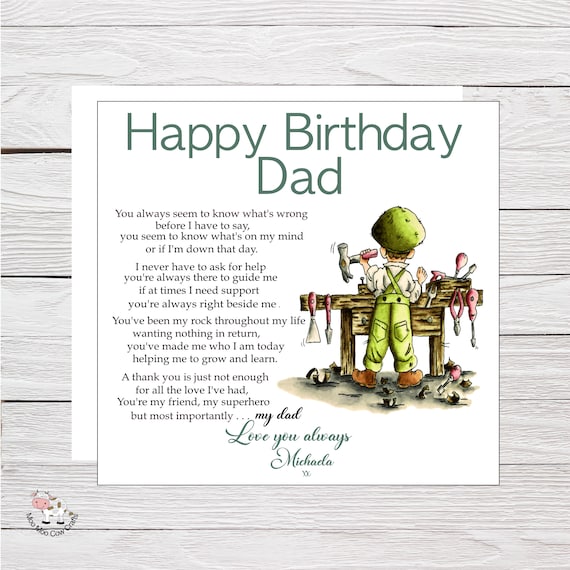 Birthday Card for Dad Personalised Birthday Card to My Dad Daddy