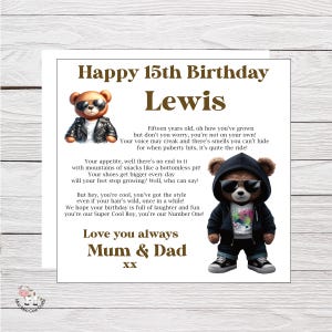 Birthday Card for a Teenage Boy, Son, Grandson, Birthday Card Badge with Matching Personalised Wrapping Paper, Gift Wrap