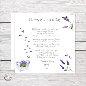 Carte de fête des mères, carte personnalisée de fête des mères, carte sentimentale pour la fête des mères, carte pour maman, maman, maman, grande carte fête des mères