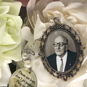 Personalized Memorial Bouquet Photo Charm: Engraved Wedding Keepsake