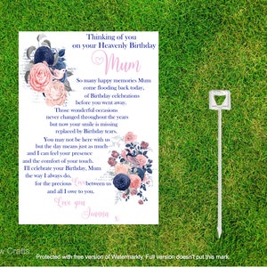Personalized Heavenly Birthday Memorial Card: Graveside Decoration