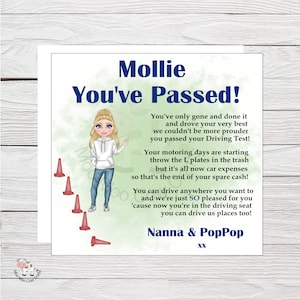 Personalised Driving Test Congratulations Card for Daughter, Granddaughter, Niece