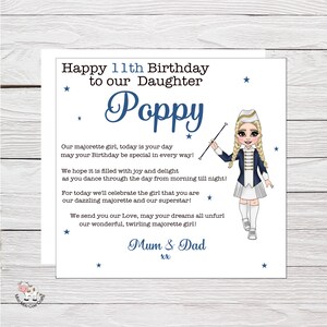 Carte d'anniversaire Majorette pour fille, pour une fille merveilleuse, avec papier cadeau personnalisé assorti et badge d'anniversaire, sentimental