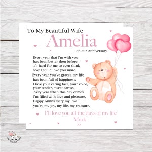 Wedding Anniversary Card for Wife, Husband, Girlfriend, BoyFriend, Partner, The One I Love, Large Personalised Card