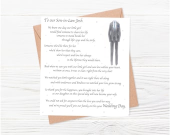 Son-in-Law Card, Wedding Card for Son in law, Wedding Card, New Son in law Card, Card for new son in law