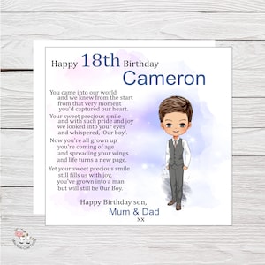 Carte d'anniversaire pour 16, 18, 21 ans, tout âge, carte d'anniversaire de fils, carte de fils majeur, carte sentimentale personnalisée