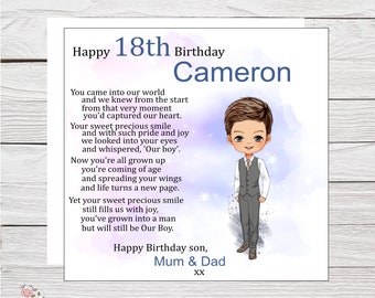 Son 18th Birthday Card:Personalised, Sentimental Verse, Luxury, Large, 21st, Any Age