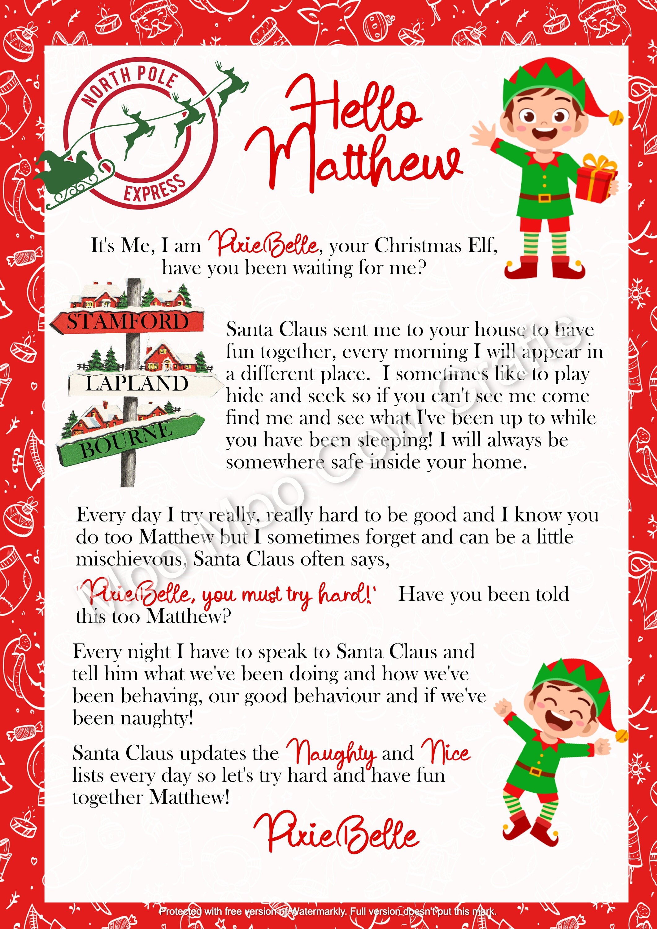 Elf Letter Elf Leaving Letter Christmas Elf Letters Etsy UK