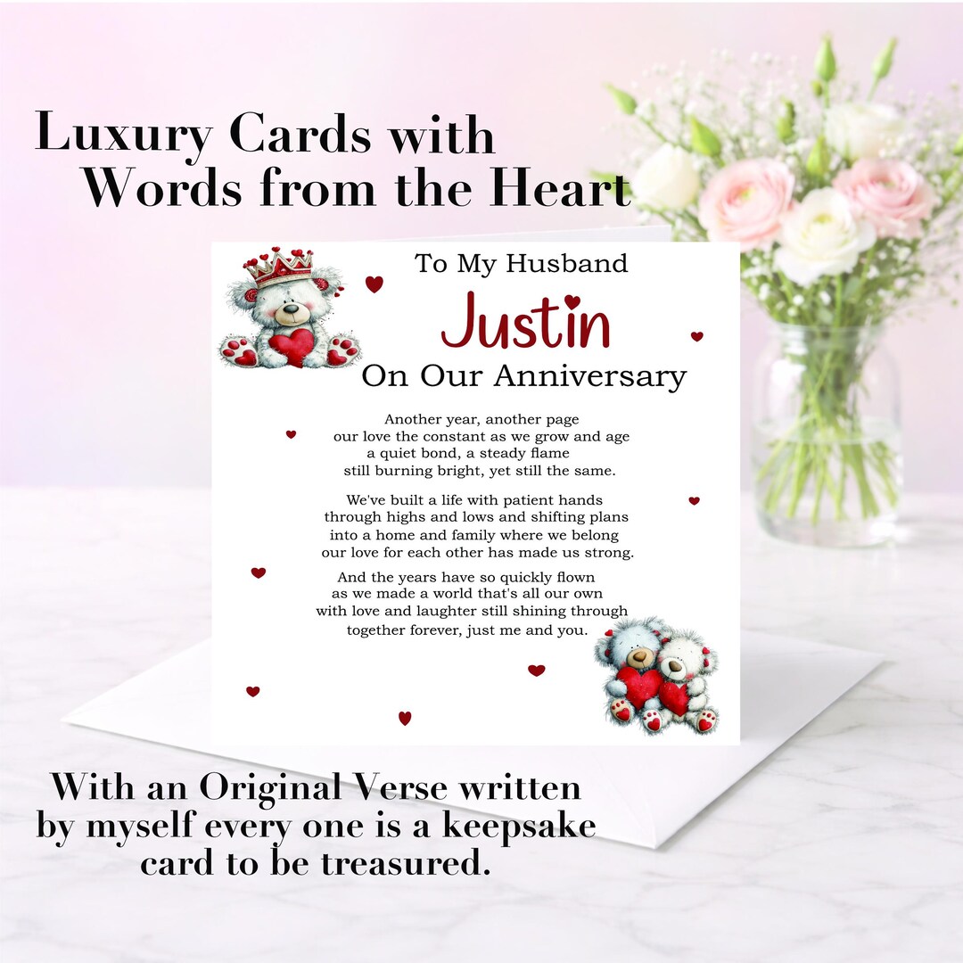 Wedding Anniversary Card for Husband or Wife With Original Sentimental ...