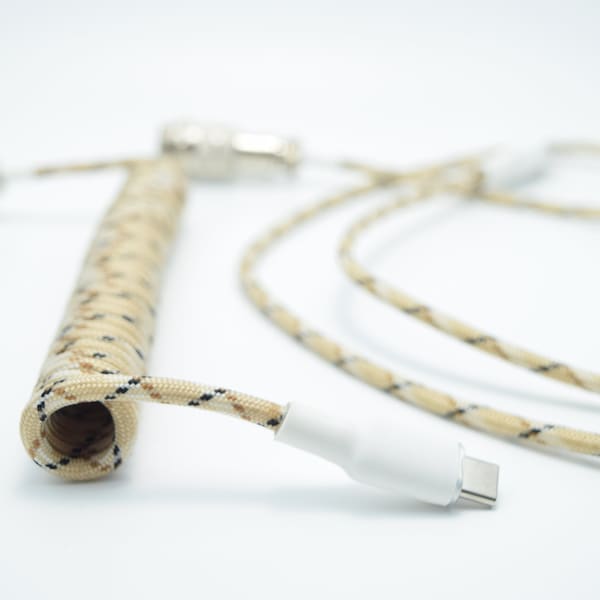 Handmade Coiled USB Keyboard Cable - Desert Camo