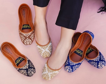 Dahlia Embroidered Handcrafted Women's Punjabi Jutti Khusa Sandal | Pakistani Indian Footwear | Wedding Shoes | Gift For Her |