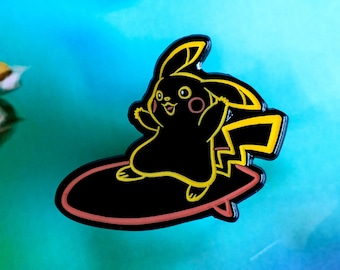Neon Glow Pika Surfer Enamel Pin