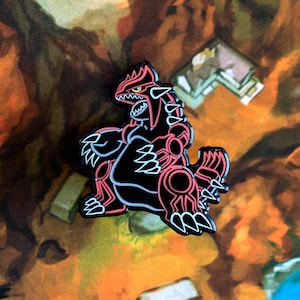 Pin esmaltado de continente legendario con brillo de neón