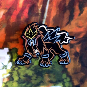 Pin esmaltado de volcán legendario con brillo de neón