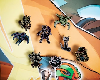 Neon Glow Poke Enamel Pins Series 2