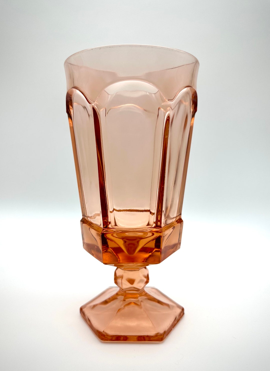 VINTAGE PEACH GLASSES: Fostoria virginia Peach/pink Colored Iced Tea ...