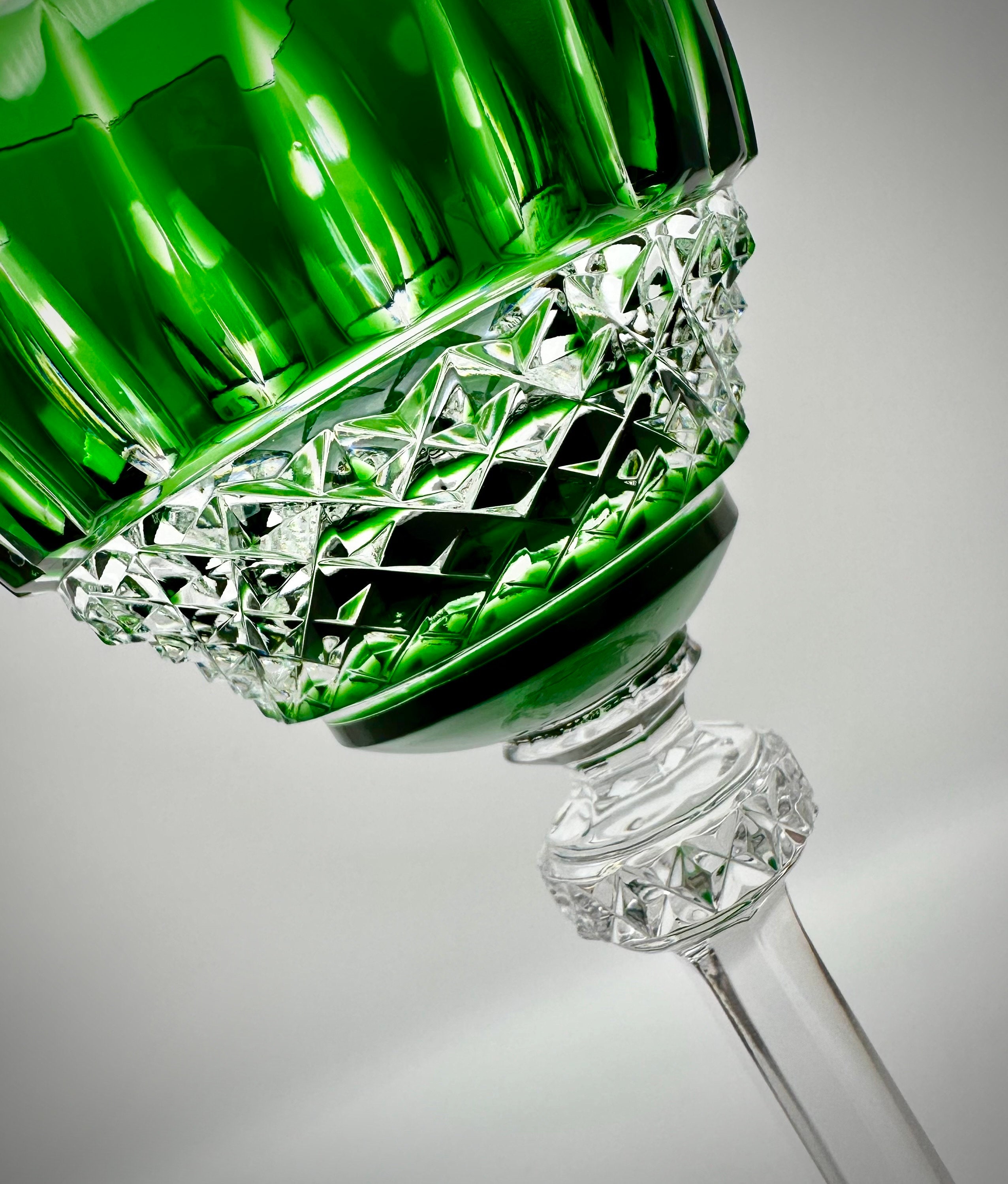 kjkj 様　　Antique wineglass oldsea GREEN CRYSTAL GLASS: Vintage Godinger King Louis Emerald Green Cut