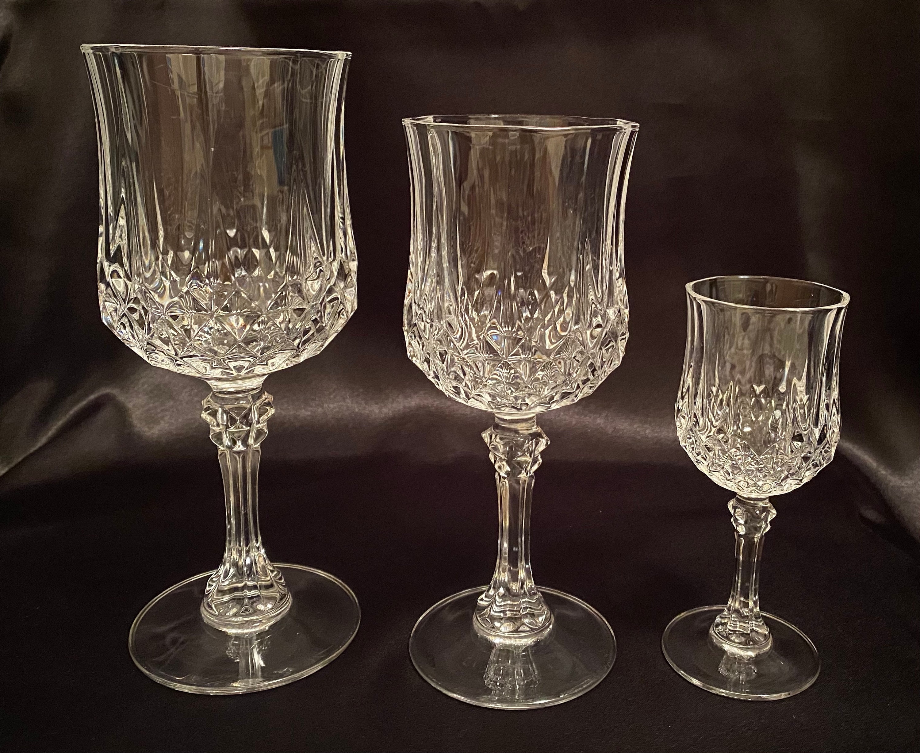 VINTAGE CRYSTAL GLASSES: Cristal D'arques Durand Longchamp Glassware  Collection Cut Crystal Stemware Several Styles Available 