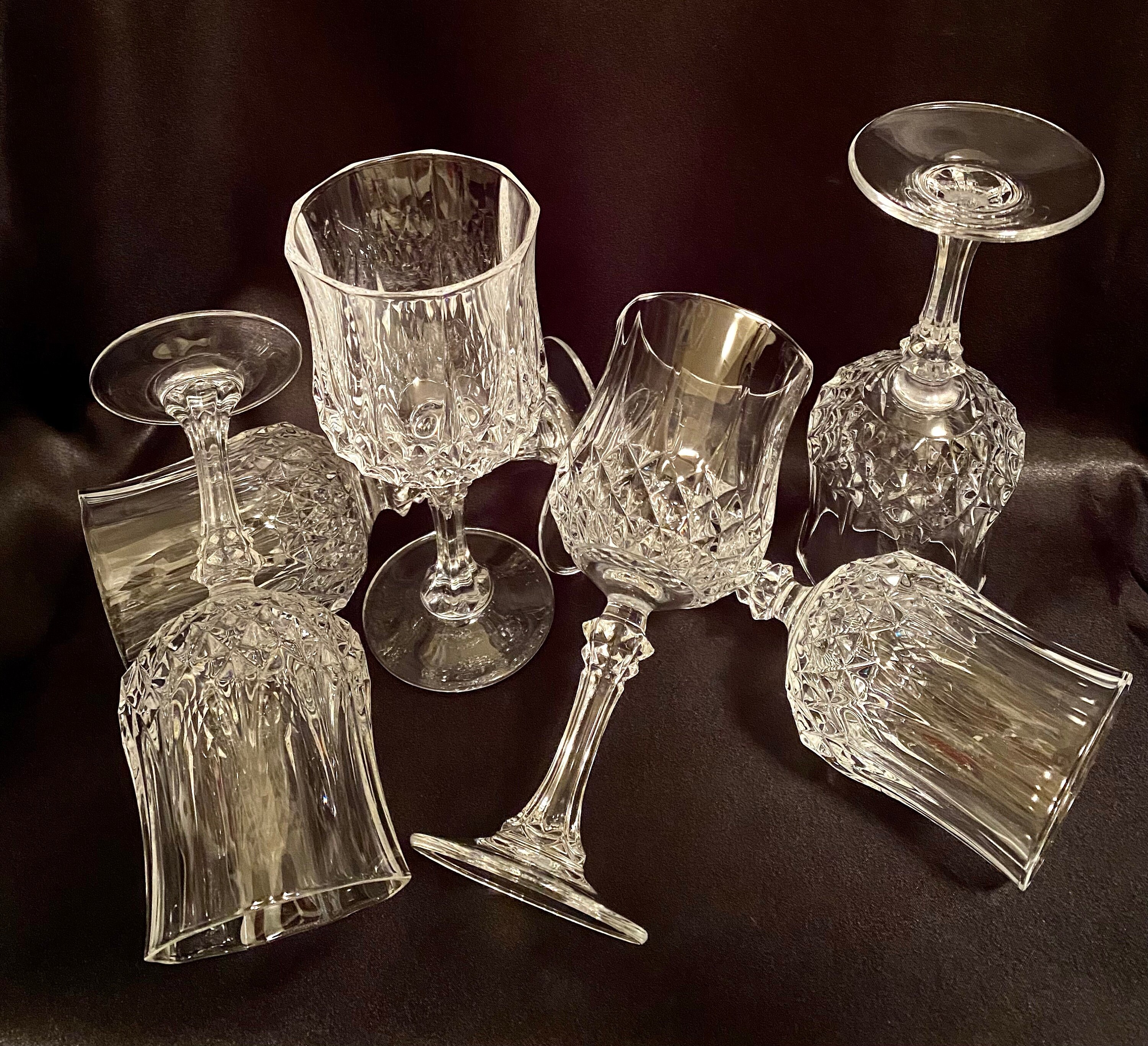 Vintage Vivien Coupe Glasses Set: Longchamp Cristal D'arques-Durand