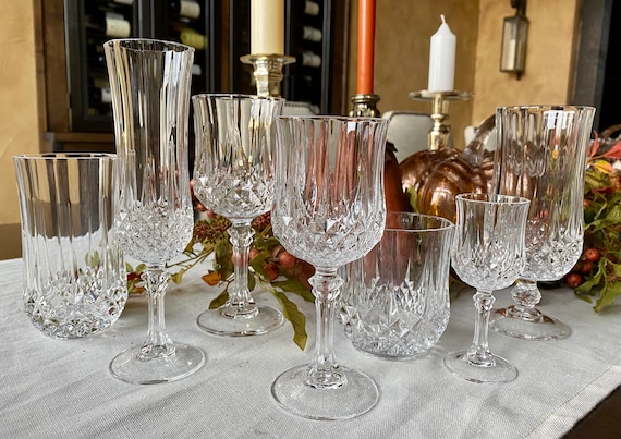 VINTAGE CRYSTAL GLASSES: Cristal D'arques Durand Longchamp Glassware  Collection Cut Crystal Stemware Several Styles Available 