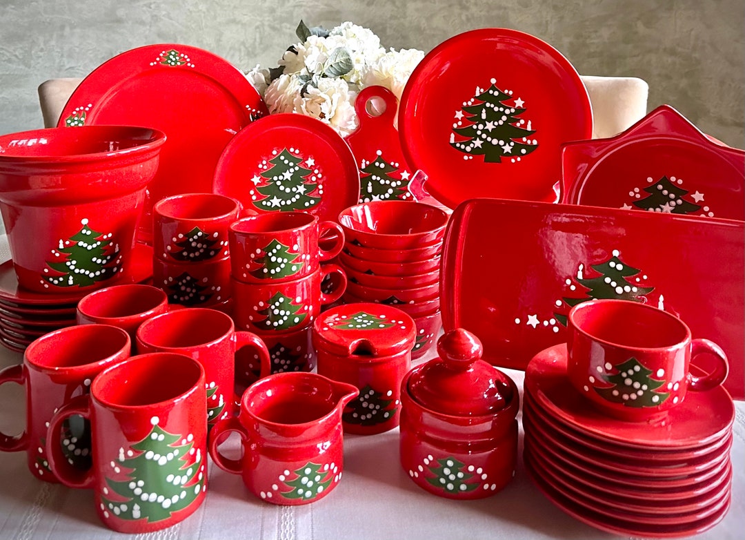 STOCK ABIERTO DE WAECHTERSBACH Piezas vintage para cenar y servir con patron Arbol de Navidad de Waechtersbach Vajilla navidena roja Etsy Mexico