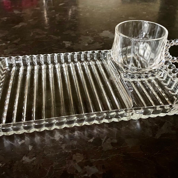 VINTAGE SNACK PLATE: Hazel Atlas Snack-Sip-Smoke Trays with or w/out Cups | Repurpose as Individual Charcuterie/Appetizer or Sushi Plate