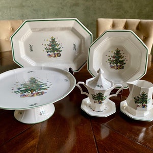 NIKKO CHRISTMASTIME: Vintage Christmas Serving Platters, Trays, Veg Bowls | Cream & Sugar Set w/Lid | Napkin Rings | Open Stock