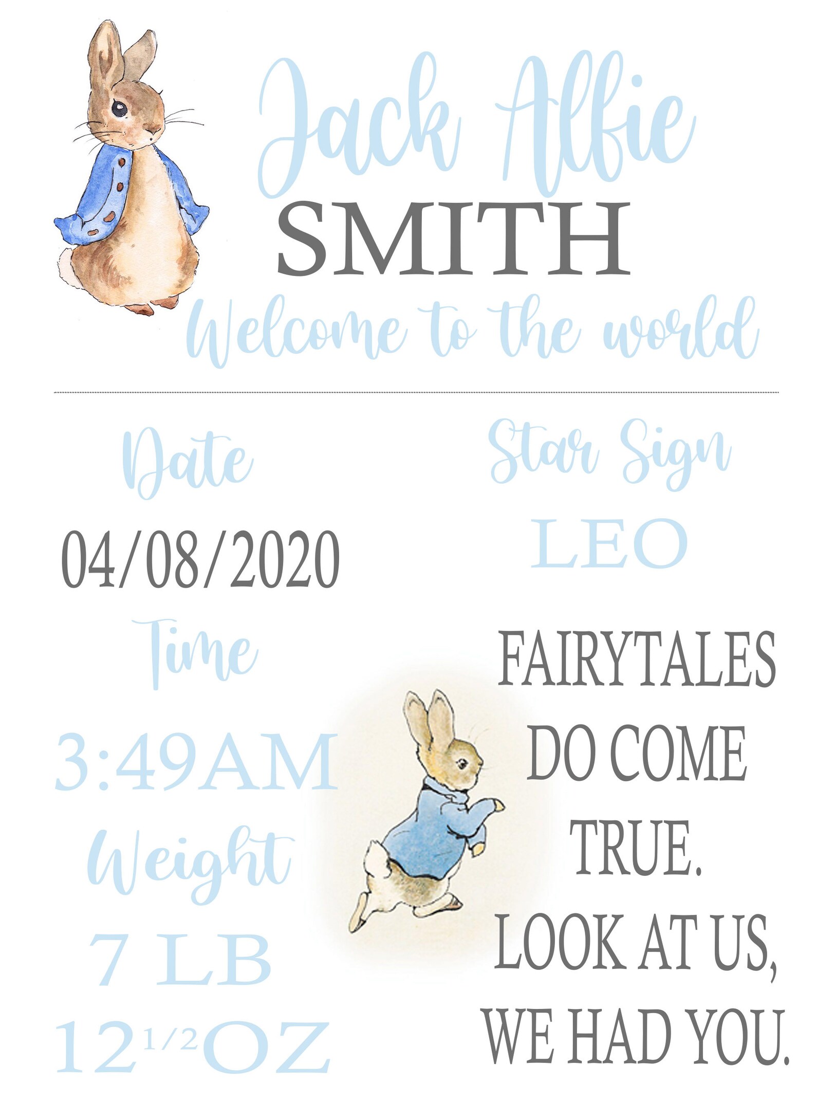 New Baby Gift Personalised Print BABY Name Gift Custom Baby Name Print