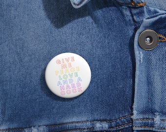 Tori Amos Inspired Pin Button - "Give Me Peace Love" Pride Accessory