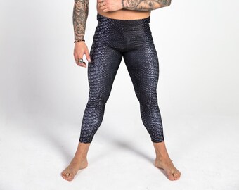 Snake Print Leggings Black & White, Festival Meggings, Psy Leggings, Burning Man Festival Clothing