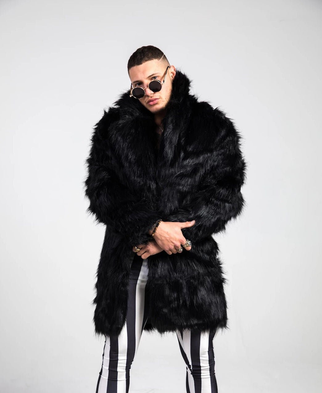 Black Faux Fur Doof Jacket Mens Faux Fur Jacket Festival Fur Etsy