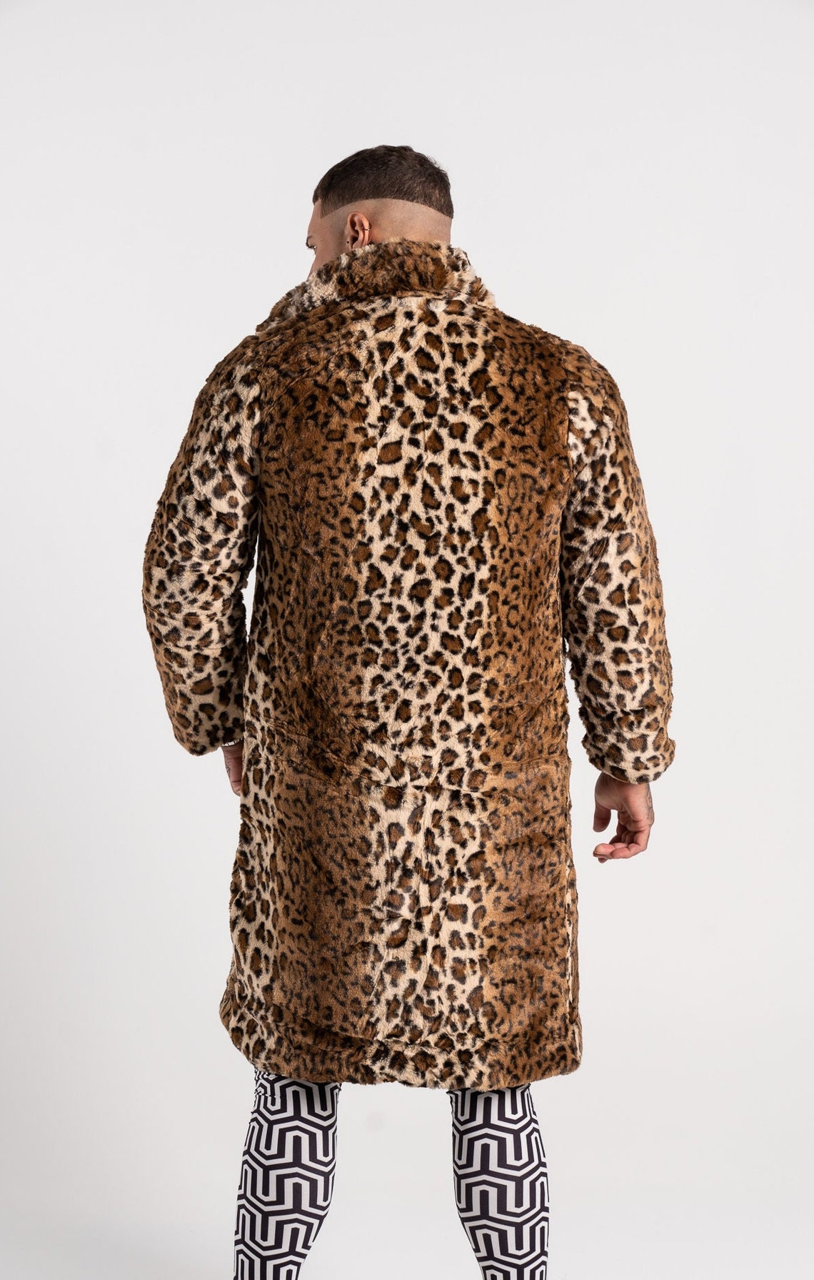 Leopard Print Faux Fur Doof Jacket Mens Faux Fur Jacket - Etsy UK