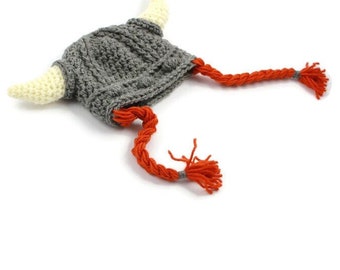 Sombrero vikingo de crochet con trenzas, casco de disfraz nórdico, hecho a pedido