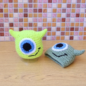Crochet Green Monster Hat: Funny One-Eyed Halloween Costume Hat