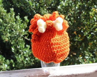 Crochet Cave Girl Hat Pebbles Flintstone Inspired Hat Orange Cave Woman Hat Handmade Curly Wig Hat Halloween Prop Size Newborn To Adult