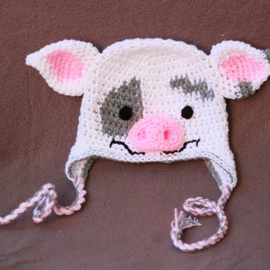 Gorro inspirado en el cerdo Pua Gorro de cerdo blanco de crochet