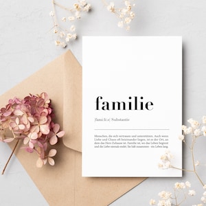 Postkarte Familie I A6 hoch | 350g Postkartenkarton | Postkarte Geburtstag | Geschenkidee | Karte Hochzeit | Kraftpapier-Umschlag