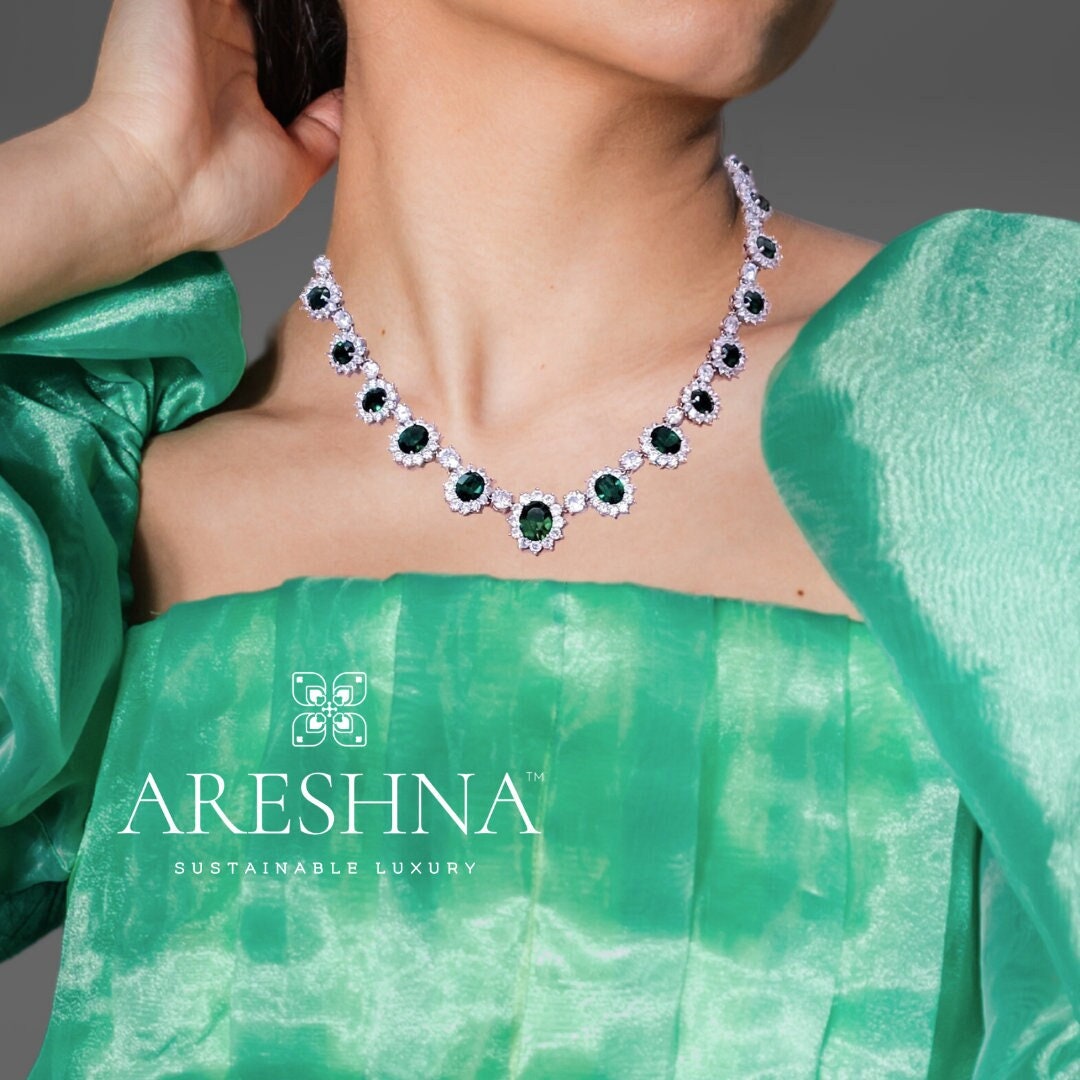 Emerald Green Wedding Jewelry Set Necklace and Earrings Wedding