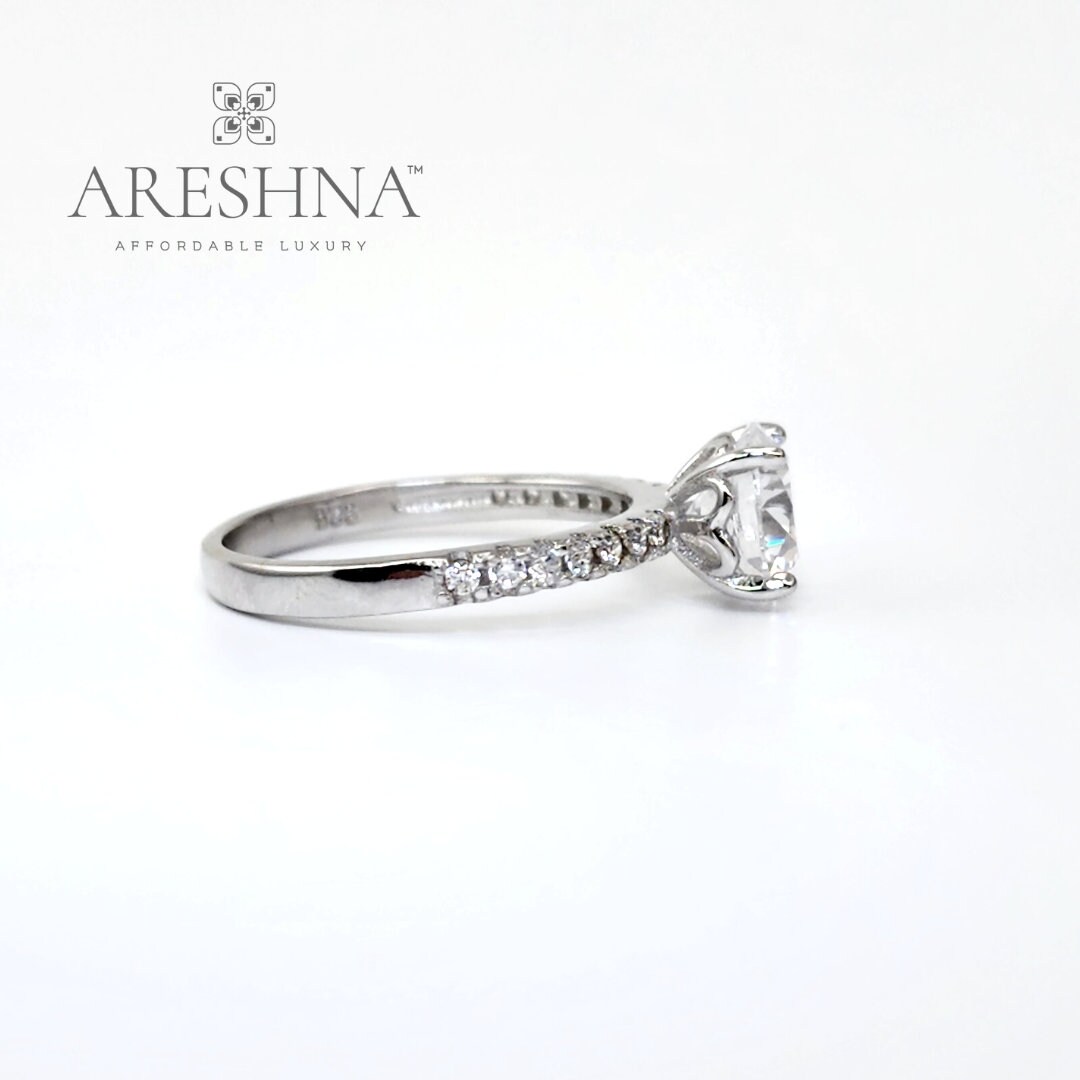 Bague De Fiançailles Avec Diamant Marquise 2,50 Ct Créé En Labo - Argent Sterling 925 - Personnalisable - Neuf