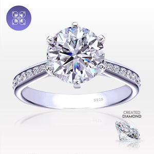 14K Gold 3 Ct Round Cut Lab Created Diamond Engagement Ring Wedding Ring Promise Anniversary Sterling Silver Man Made Diamond Gift for Her
