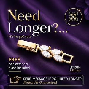FREE gold necklace extender clasp included with luxury bridal jewelry. Elegant 1.22-inch floral extender with sparkling stones provides an adjustable, comfortable fit for wedding necklaces, bridal jewelry, gifts, and special occasions.