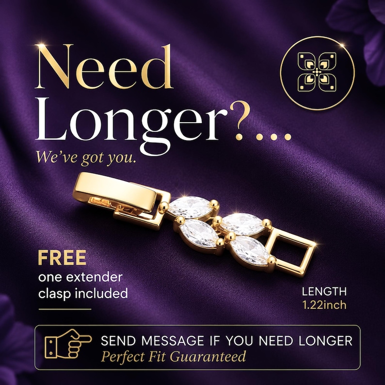 FREE gold necklace extender clasp included with luxury bridal jewelry. Elegant 1.22-inch floral extender with sparkling stones provides an adjustable, comfortable fit for wedding necklaces, bridal jewelry, gifts, and special occasions.