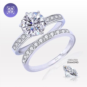 2 Carat Round Cut Lab Created Diamond Engagement Ring Wedding Ring Promise Anniversary 925 Sterling Silver Ring Set Gift for Her Channel ban