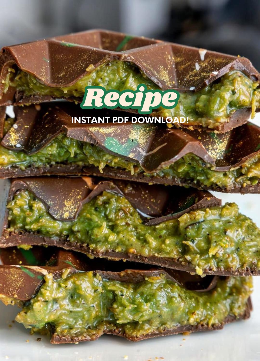 RECIPE Viral Dubai Chocolate Bar VEGAN, Luxurious Blend of Chocolate, Pistachios and Exotic Flavors! For Sweet Treat Lovers! PDF Download!